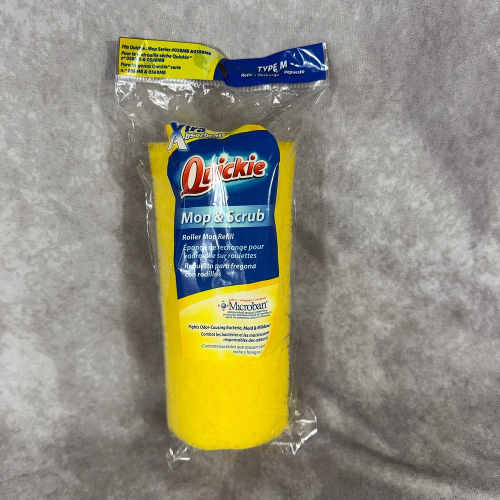 Quickie Mop & Scrub Roller Mop Refill w Microban Type M For 058MB & 058BMB‎ NEW